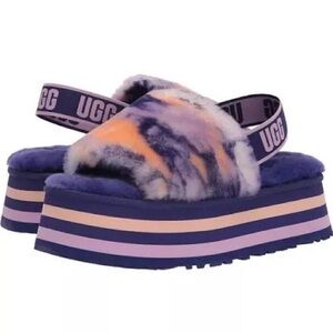 UGG Disco Marble Slide Purple and Orange Women's Platform Slippers Size 7